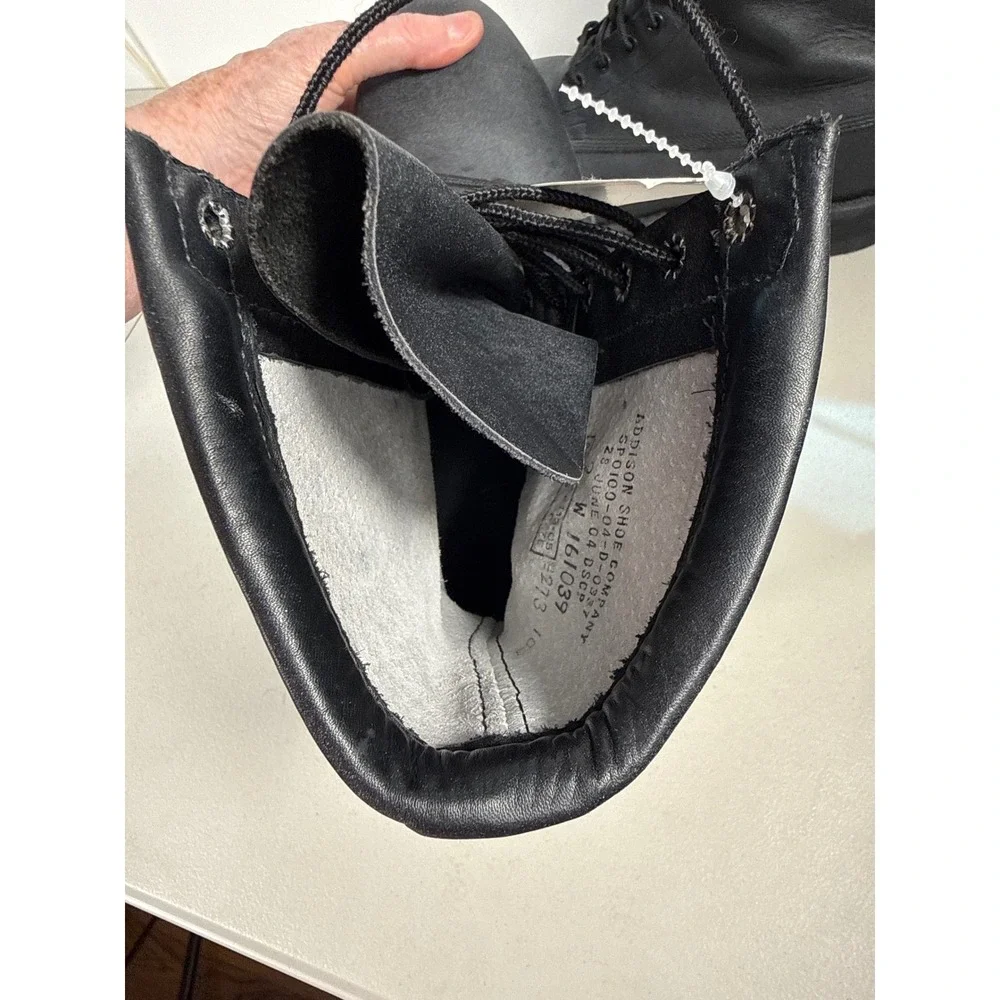 Vibram Sole Black Leather Combat Boots High Top Lace Up Work Boots Mens 9 W